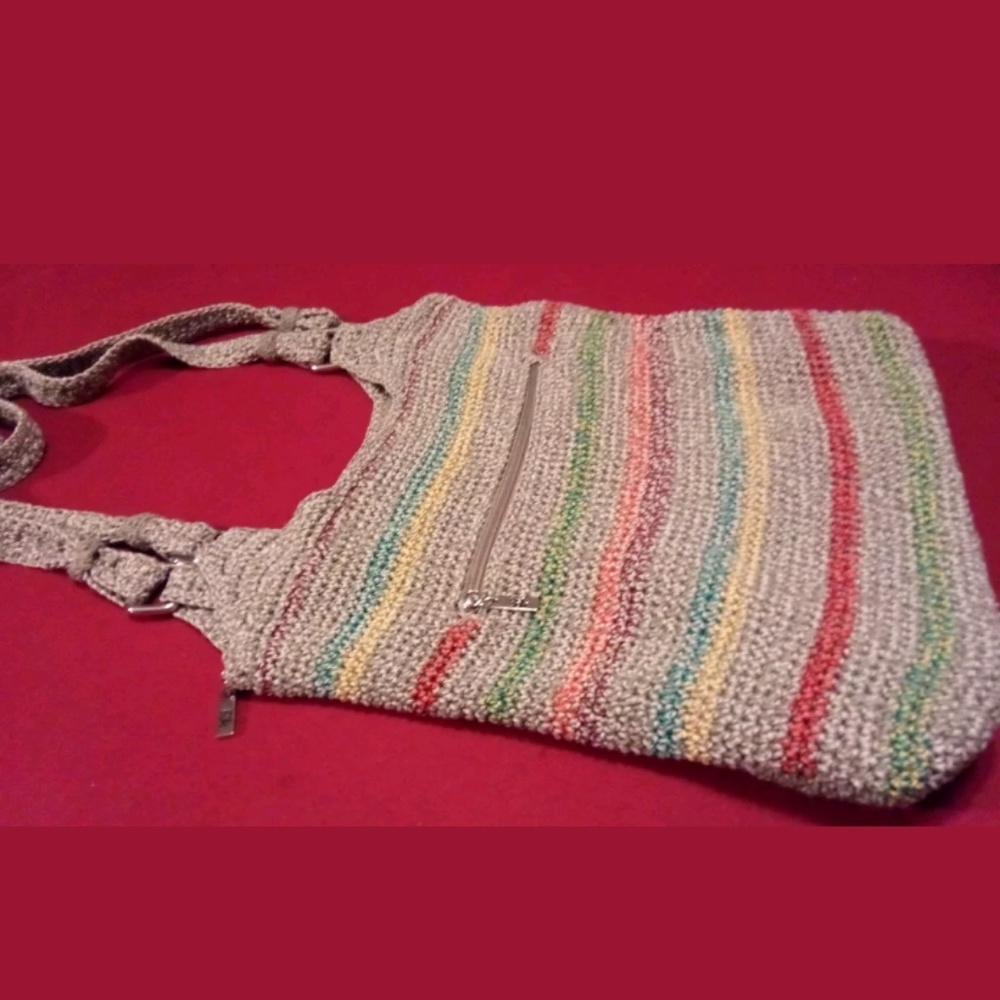 THE SAK Tan Sand Multi Stripe Crochet Shoulder Bag